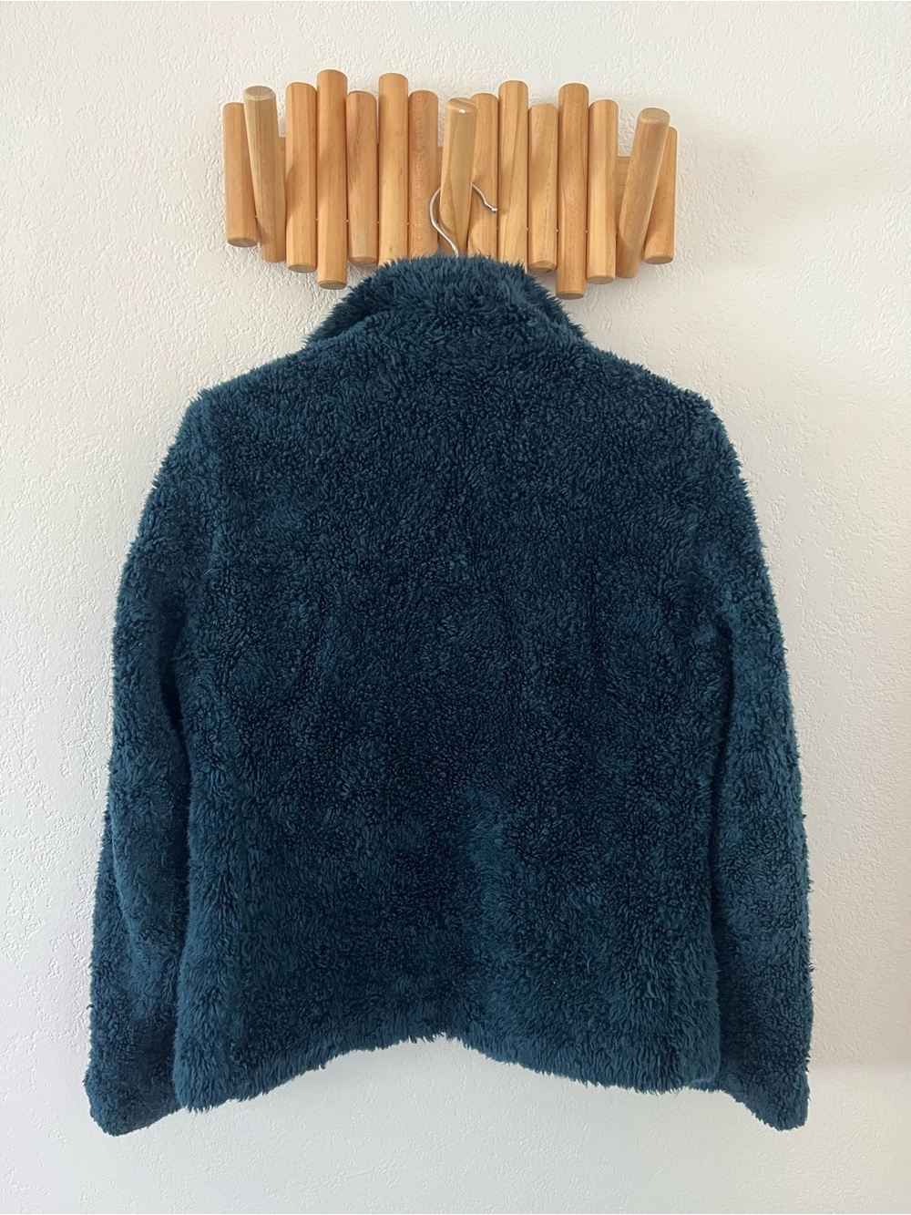 Pendleton Women Small Sherpa Coat Jacket Fleece Wool Plaid Blue Green - Picture 2 of 9